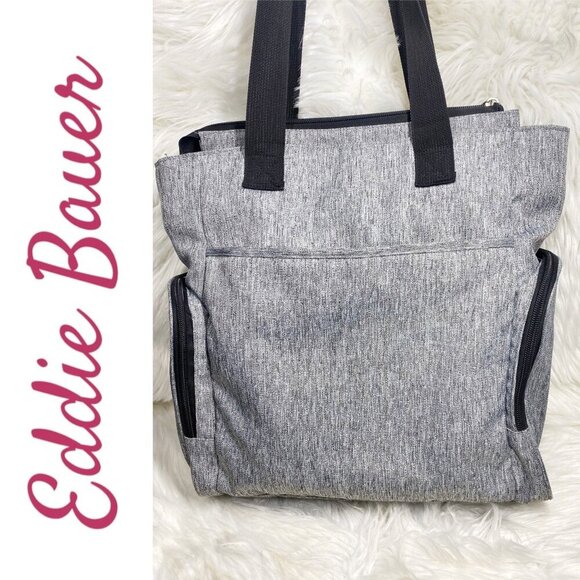 EDDIE BAUER FIRST ADVENTURE TRAVEL TOTE DIAPER BAG HEATHER GRAY 15” X 15” X 8” - Picture 4 of 15